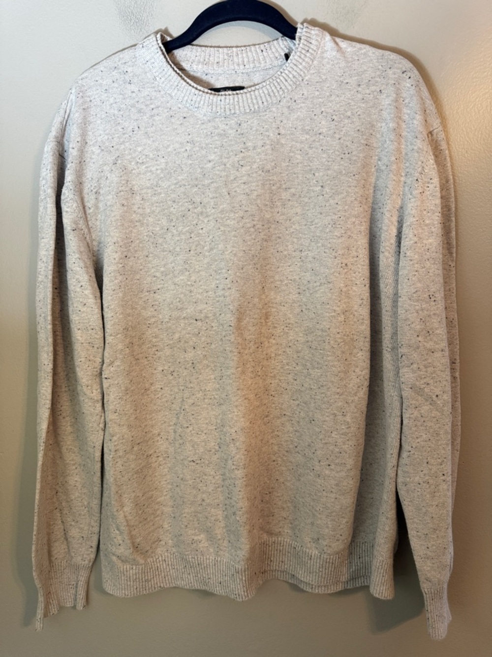 prAna Men’s Driggs Crew Sweater 100% Organic Cotton in Gray Oatmeal Size XL